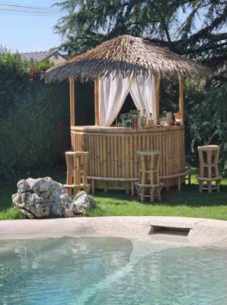 Bar en bambou design Nusa pour une ambiance exotique à votre séminaire ou anniversaire à Lyon et Rhône-Alpes