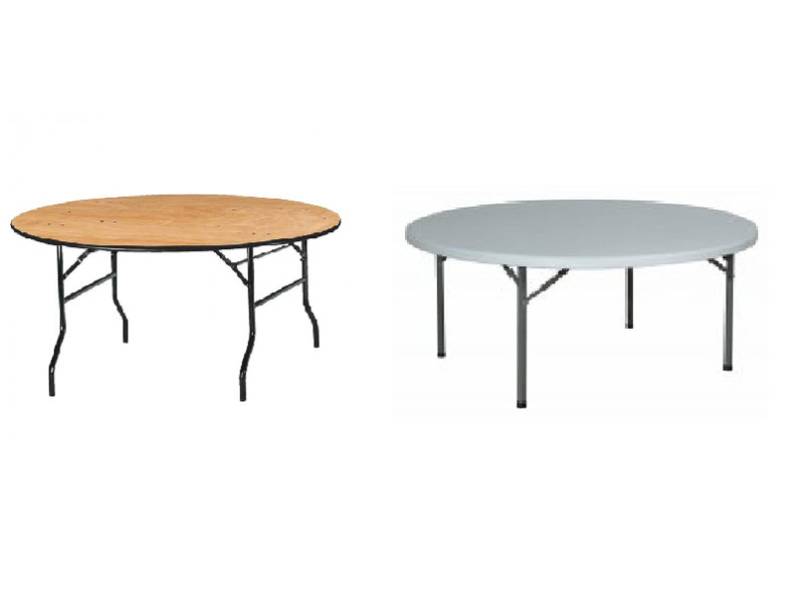 Table ronde pliable pour 8 à 9 personnes pour mariage ou séminaire à Lyon et Rhône-Alpes